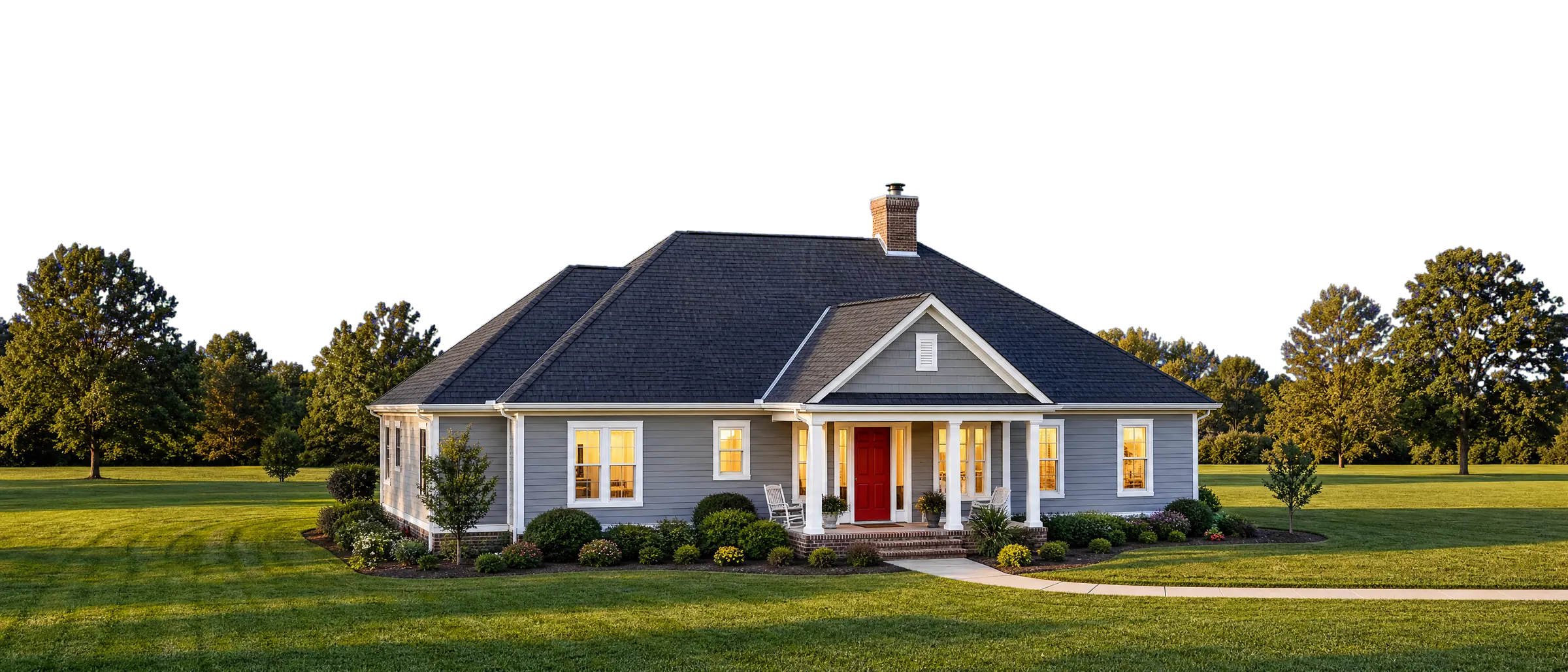 One house with its old roof and with its new roof
