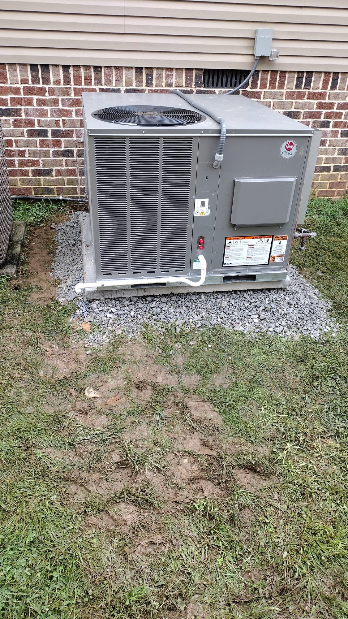 New Rheem Classic Unit on Gravel Bed