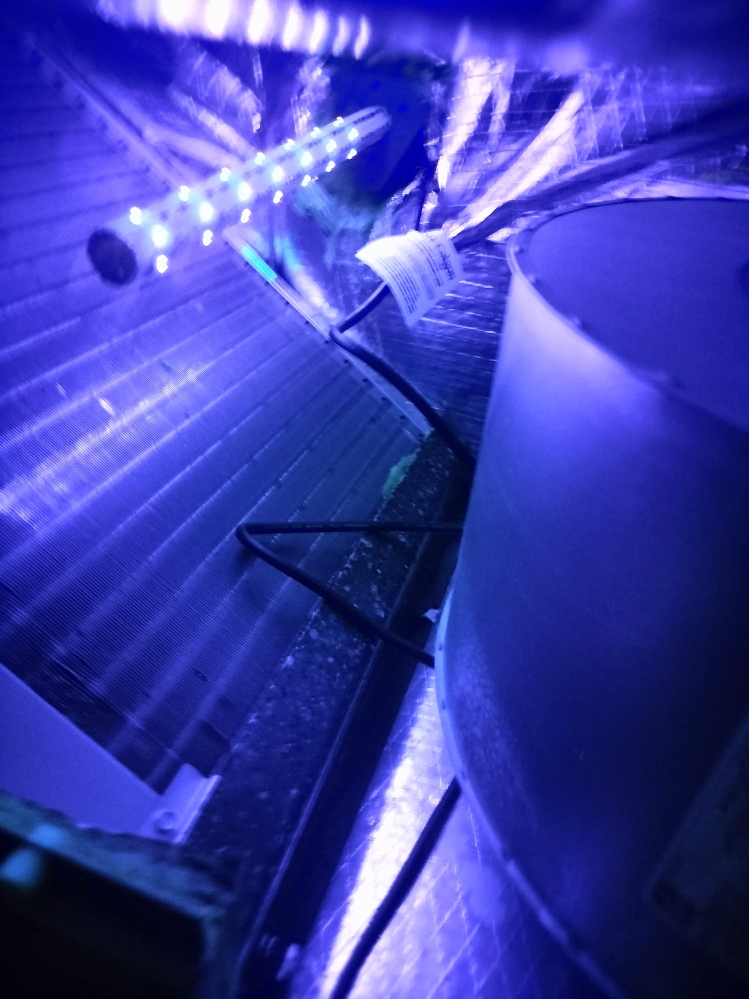 Newly installed UV-C light stick inside HVAC system