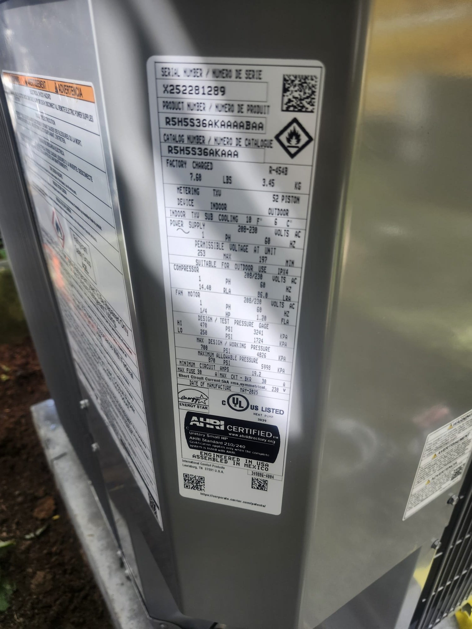Outdoor Unit Label