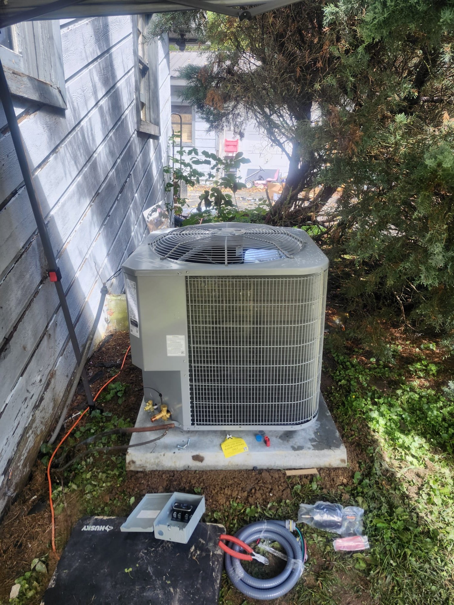 New Outdoor Condenser During Installation