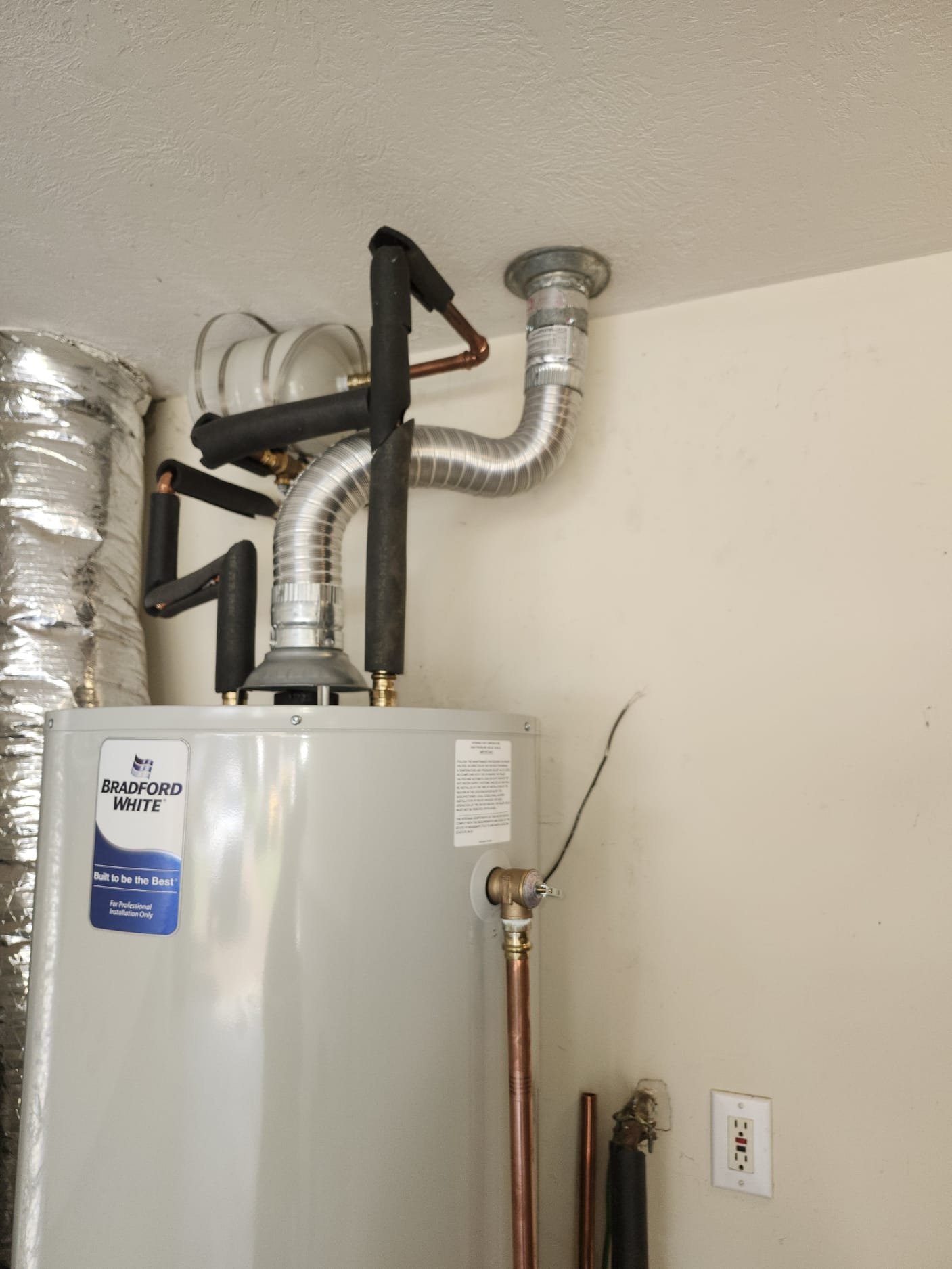 Brand-new water heater installation with neat piping and venting