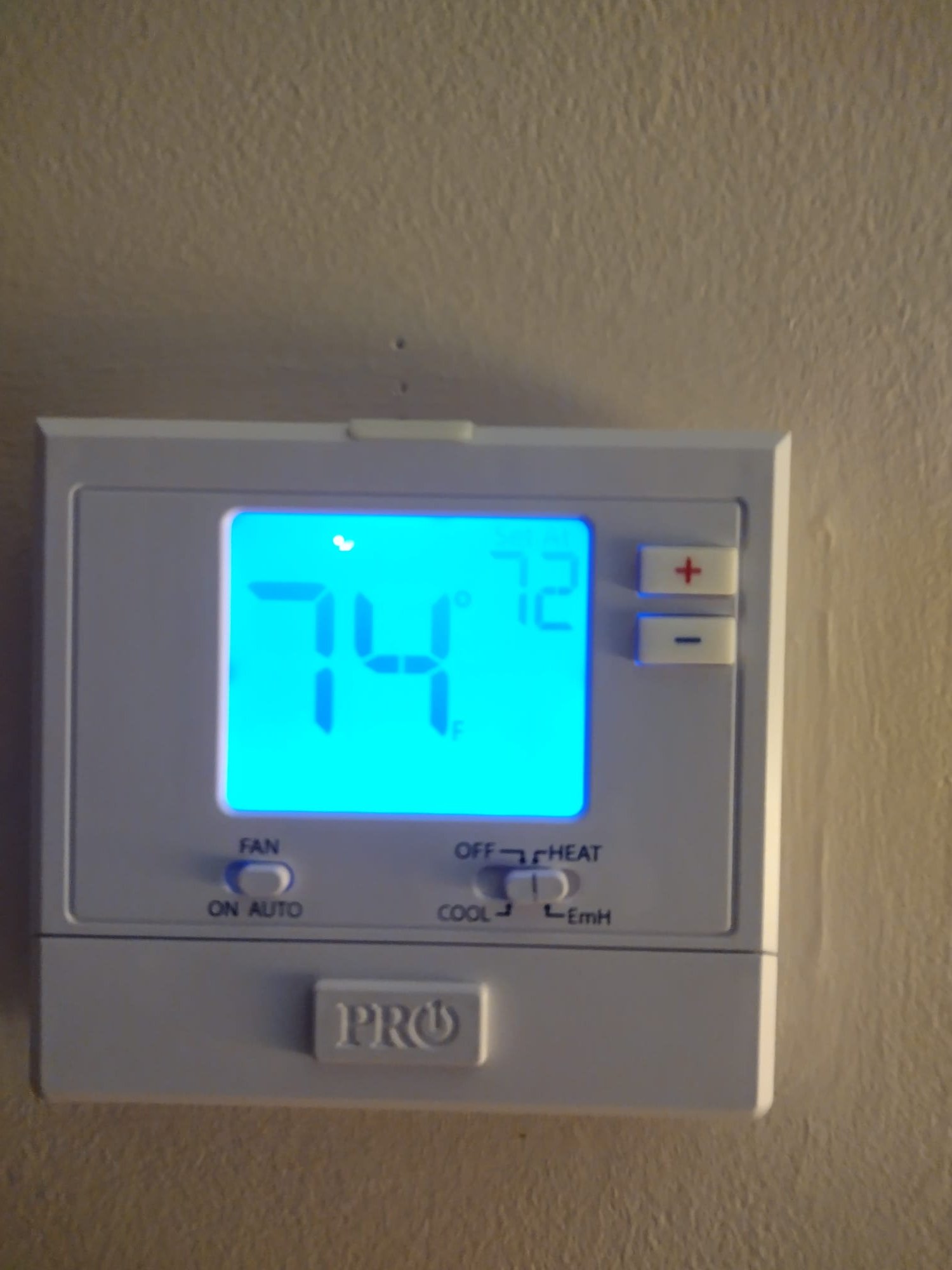 Clean, digital wall-mounted thermostat ready for user control