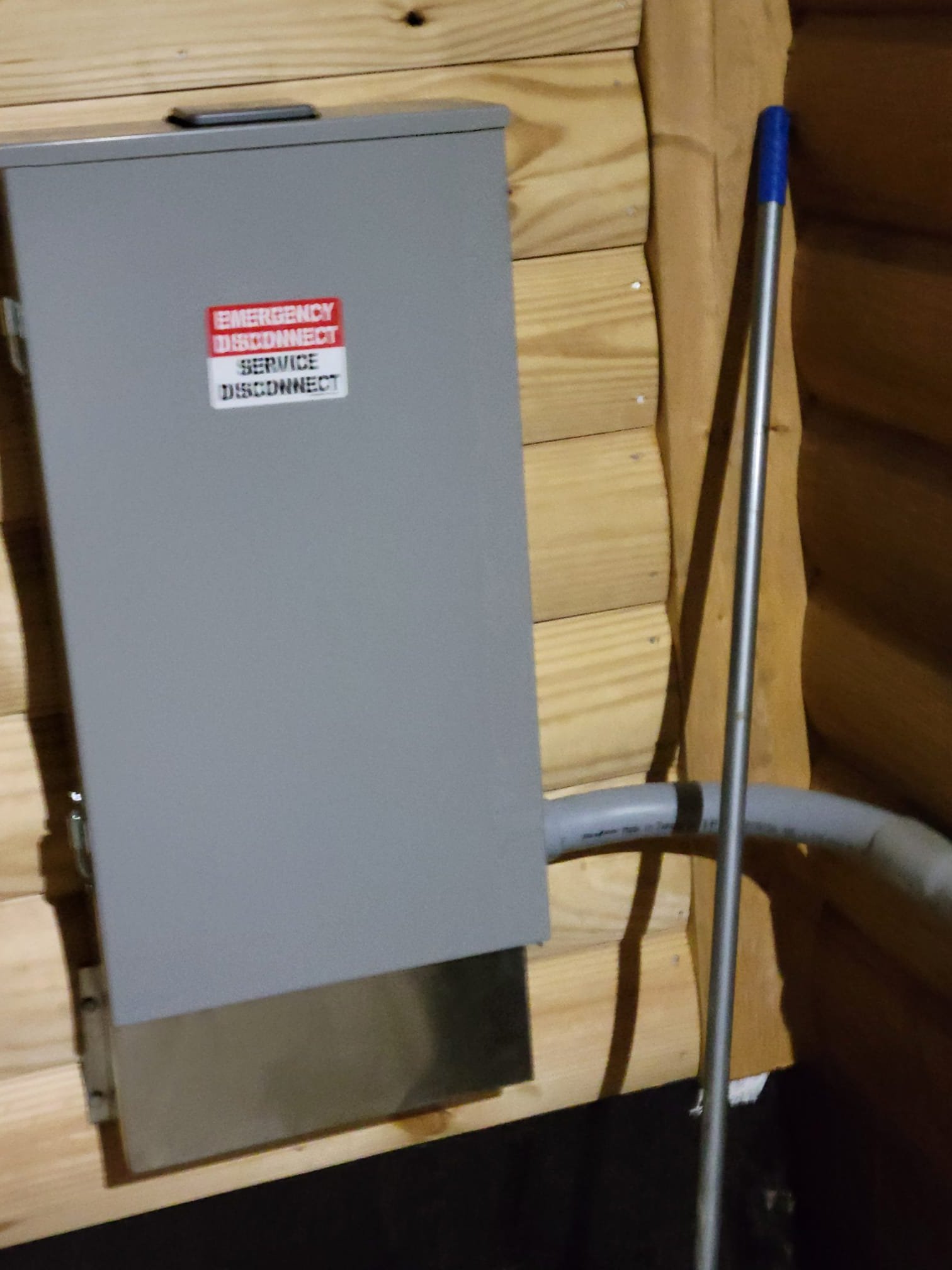 Emergency service disconnect installed indoors