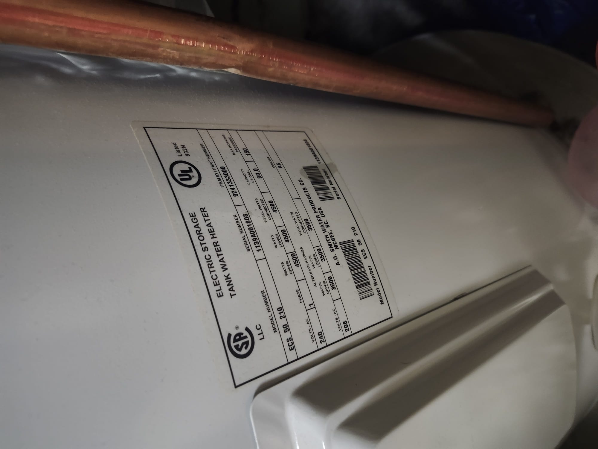 Electric Storage Tank Water Heater Installation