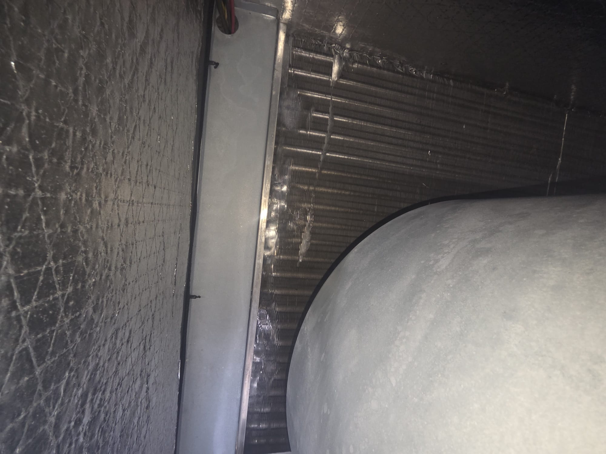 Clean evaporator coil and air filter demonstrating regular maintenance