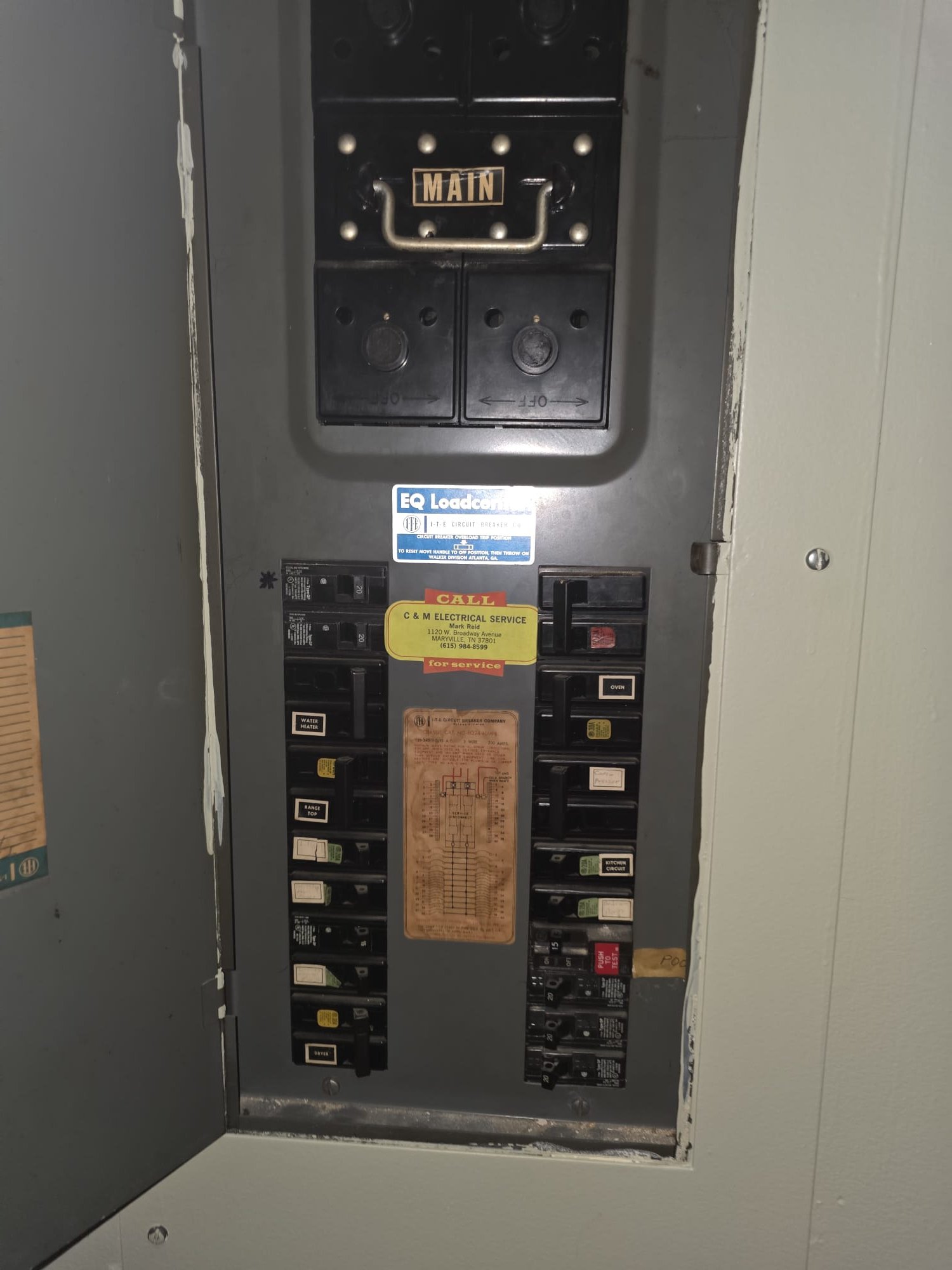Older electrical breaker panel