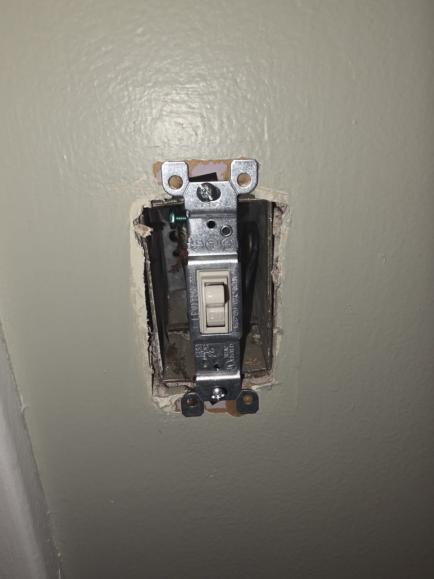 Exposed wall switch before installation