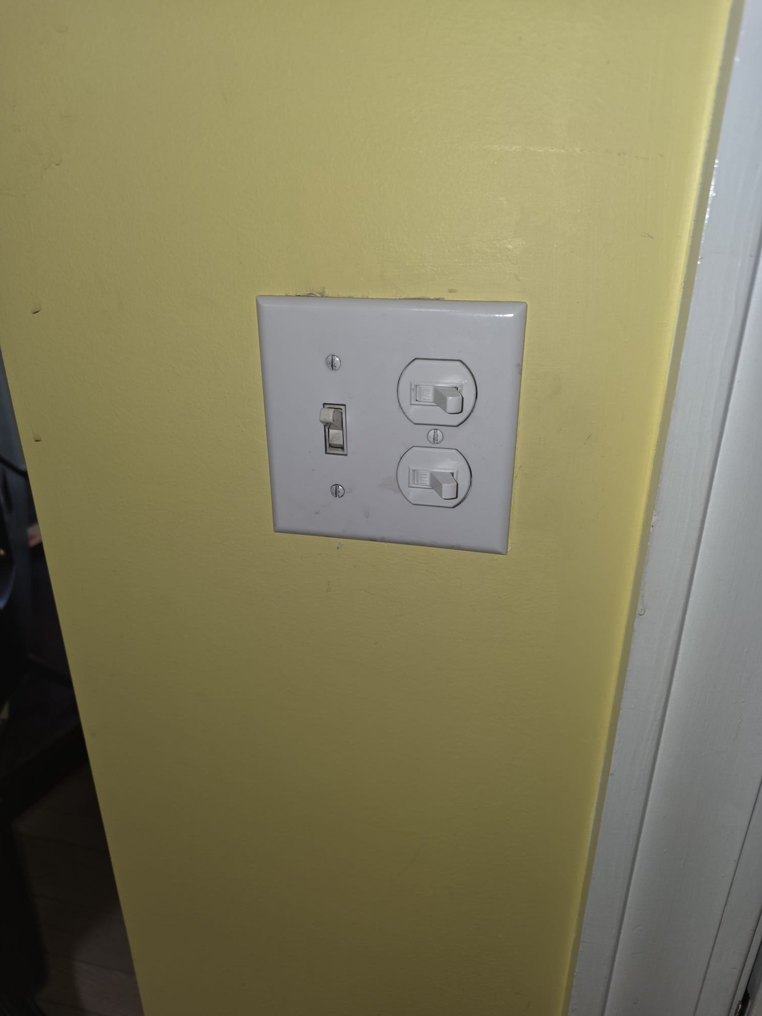 Wall plate with safety covers and a newly installed switch and outlet