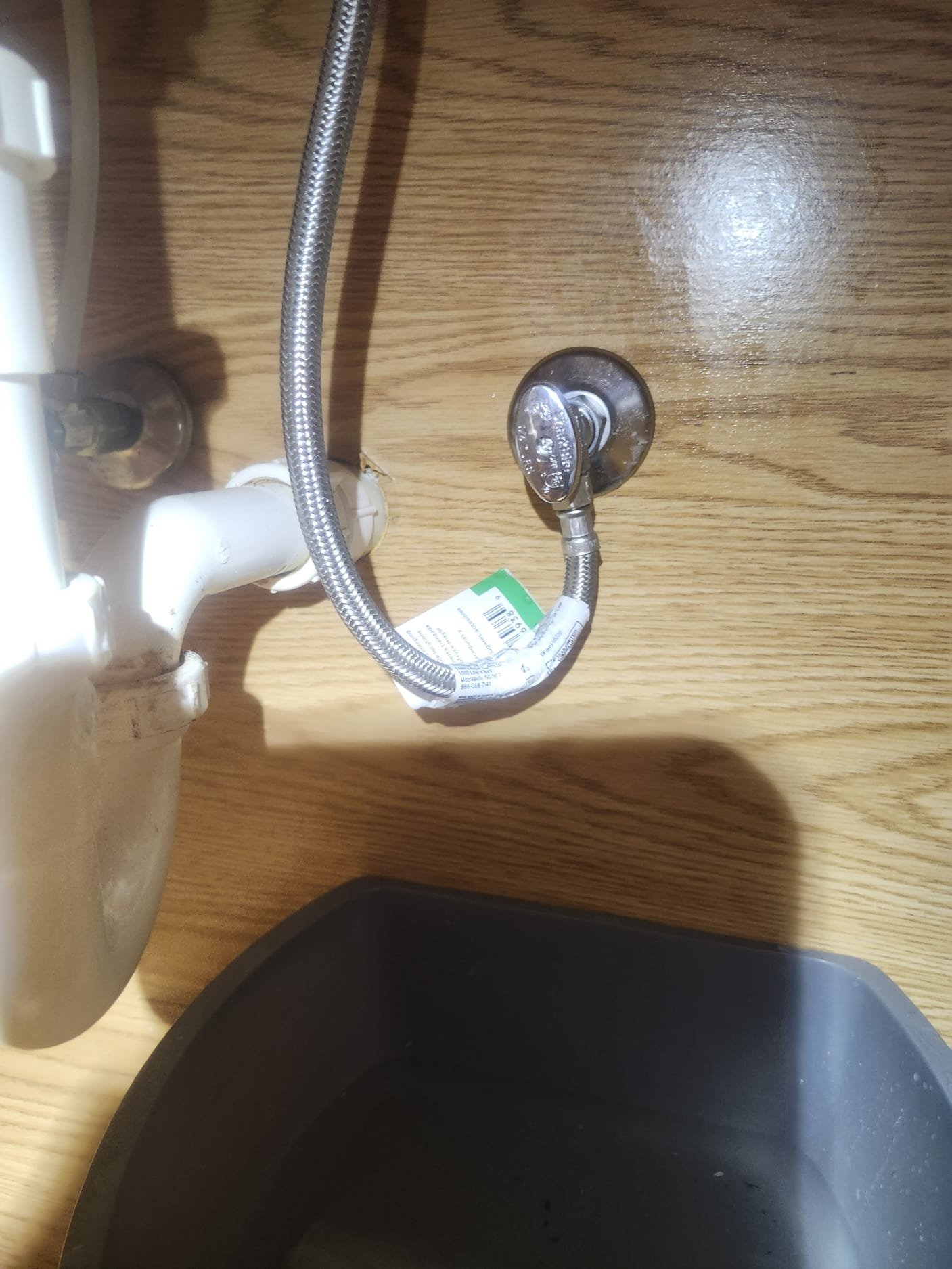 New supply line and shut-off valve under a sink