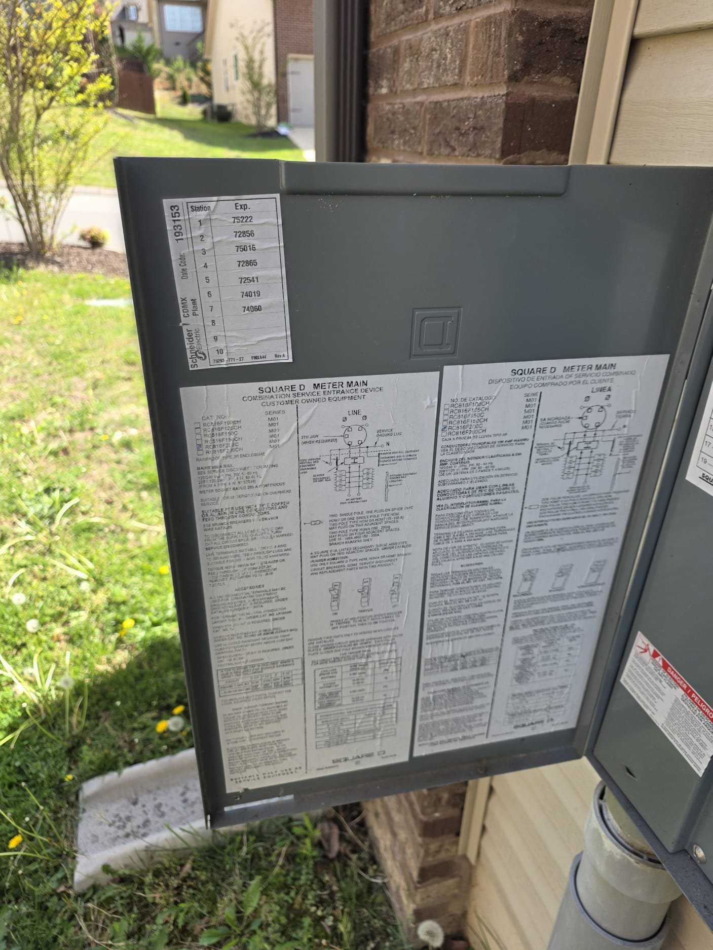 Installed Square D meter combo base ready for surge protector installation.