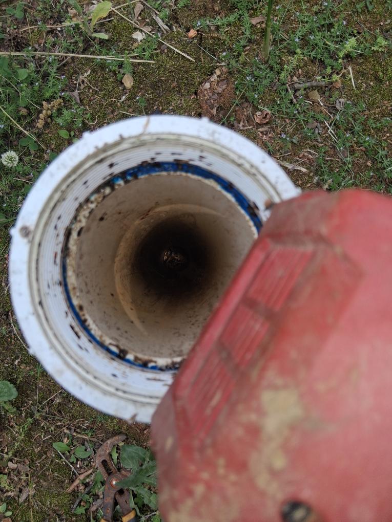 PVC cleanout access in a yard