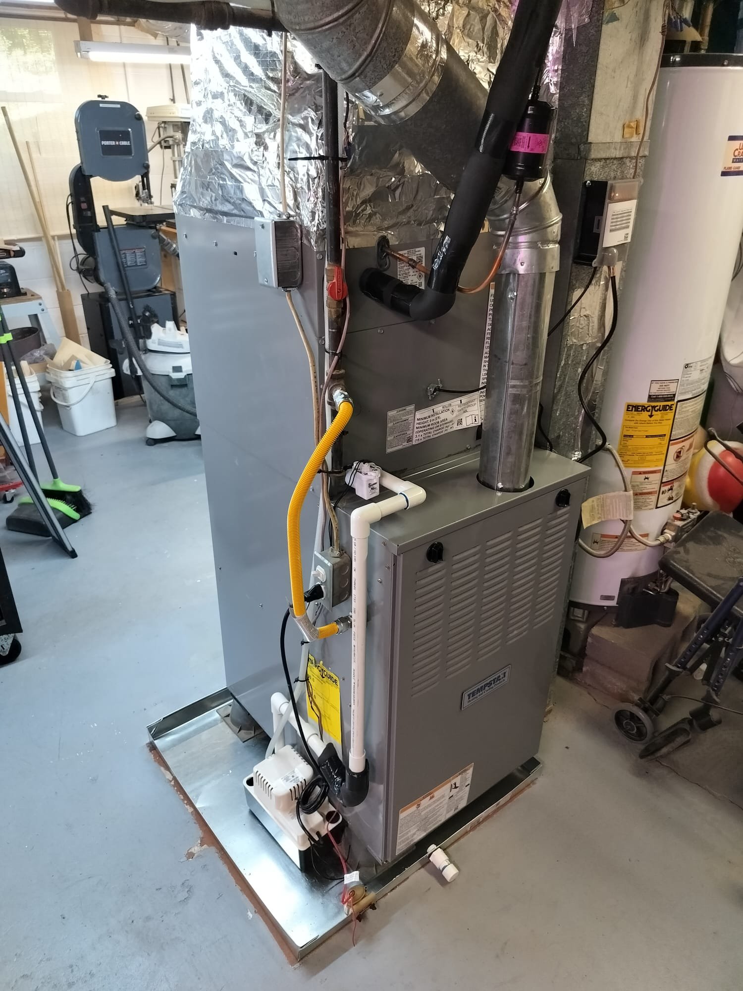 Freshly installed furnace unit ready for operation