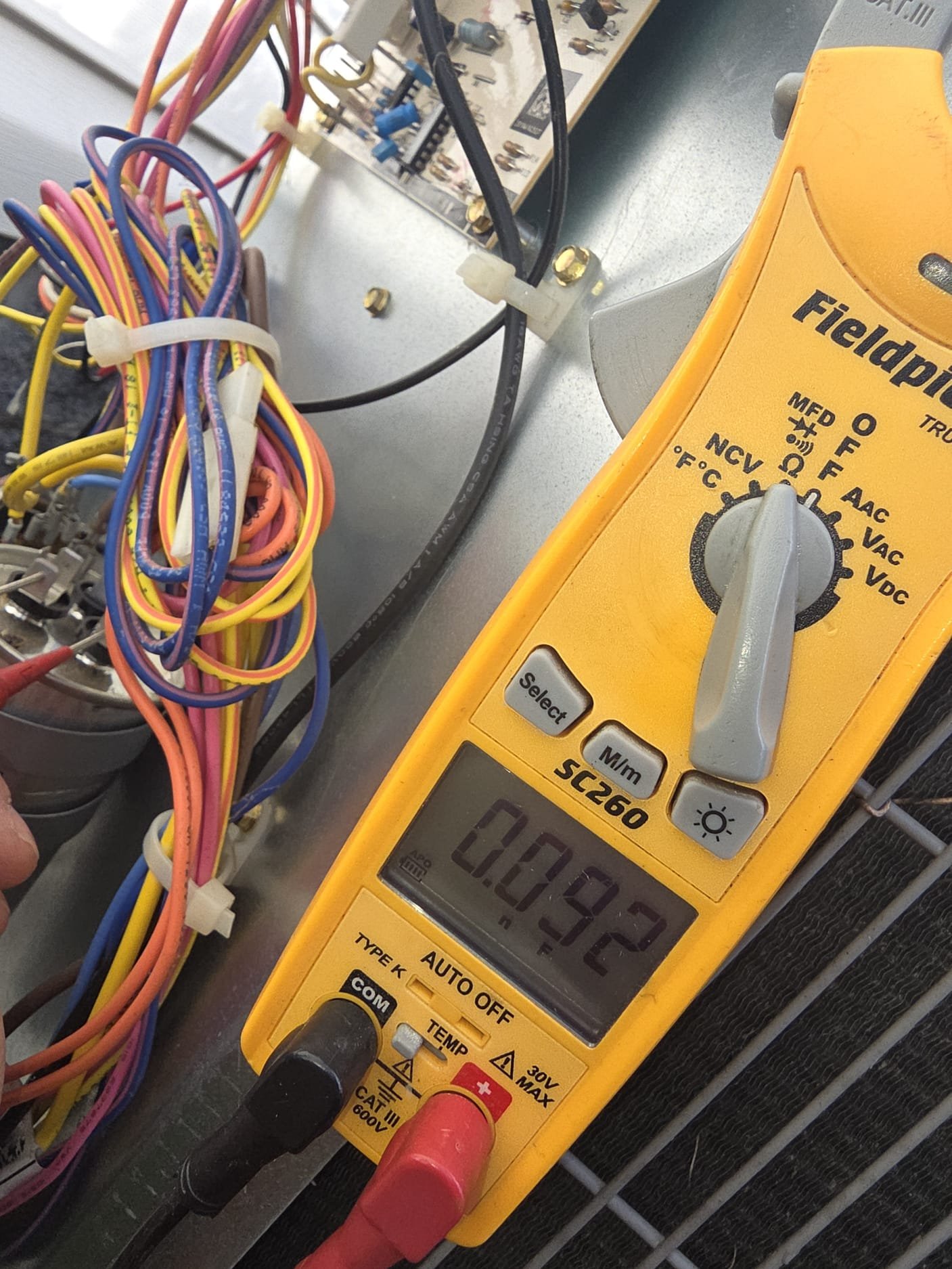 Multimeter Measuring Capacitance on HVAC Wiring