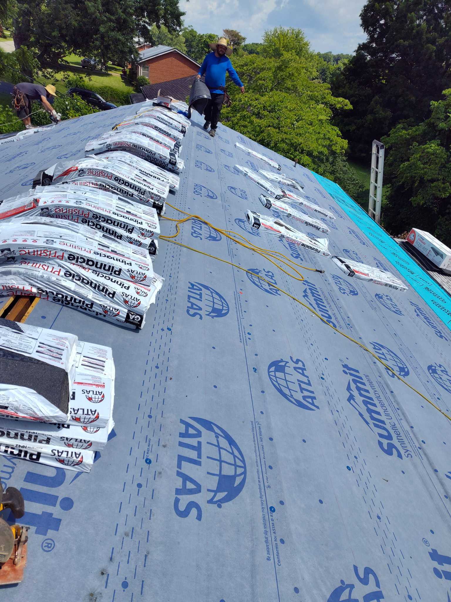 Roof installation in progress on a home