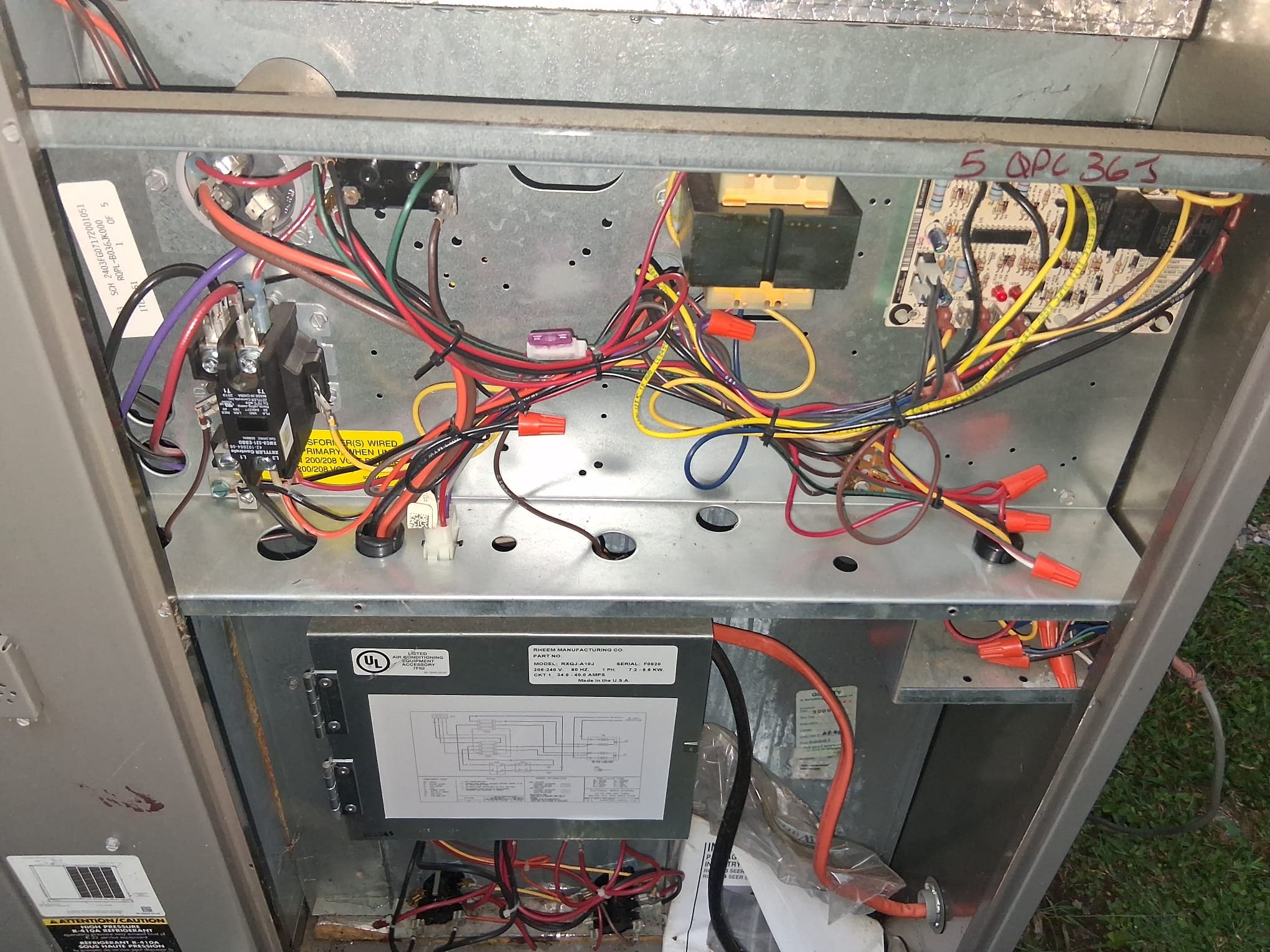 Open HVAC cabinet during service