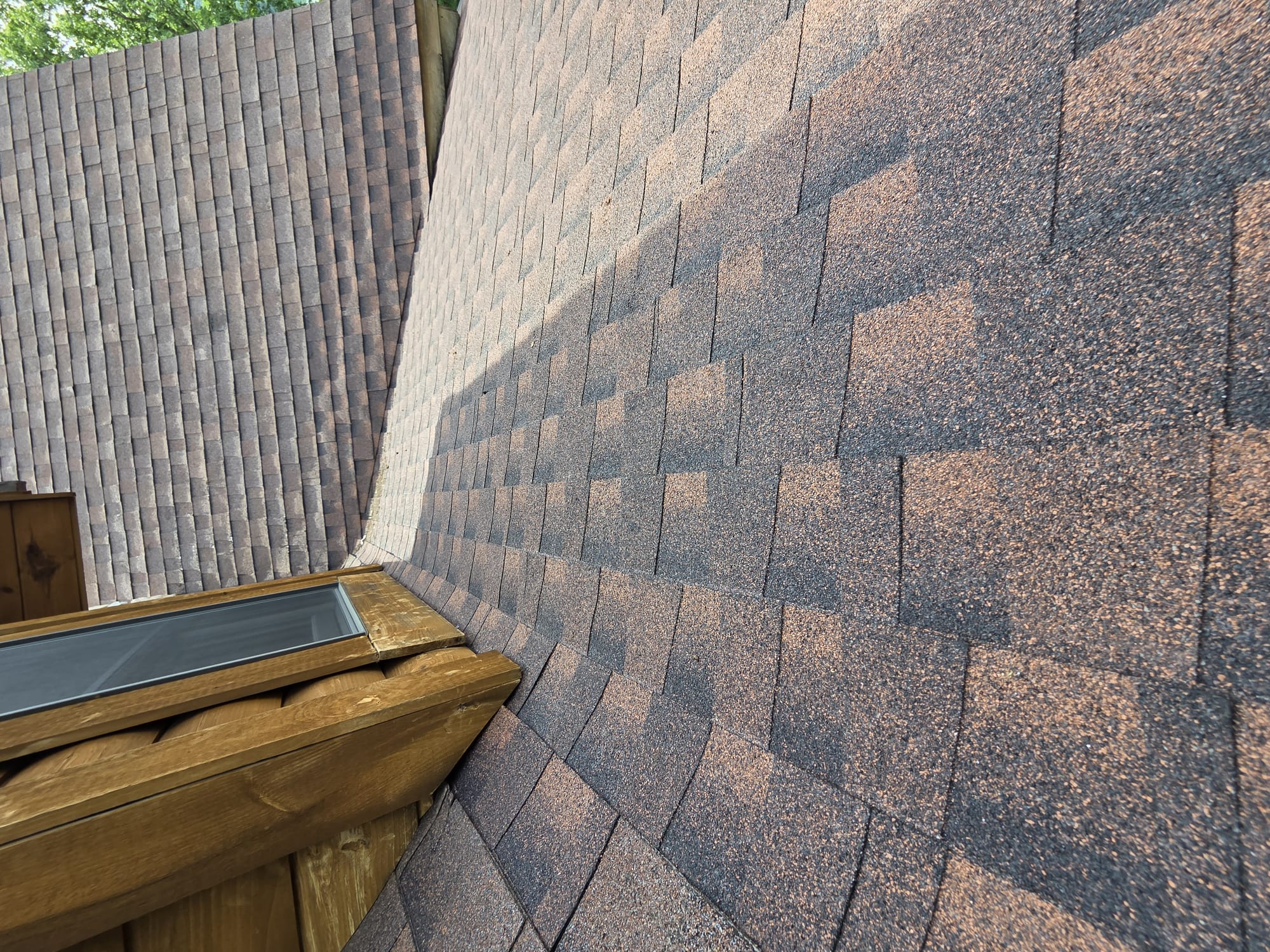 A clean, completed roof surface after installation