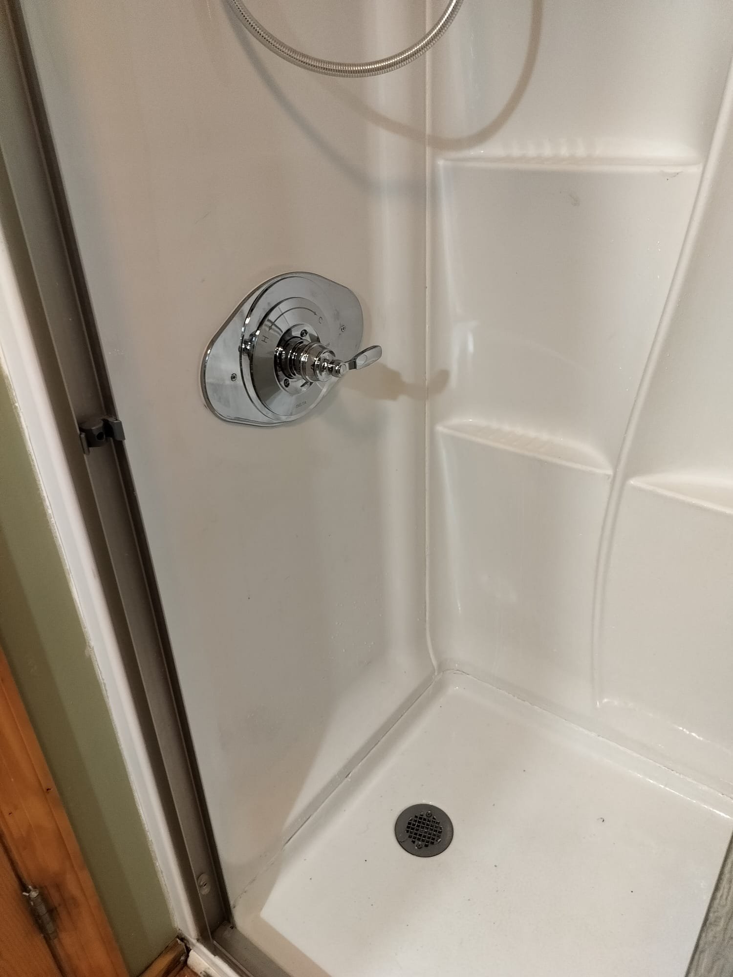 Finished shower area after plumbing work