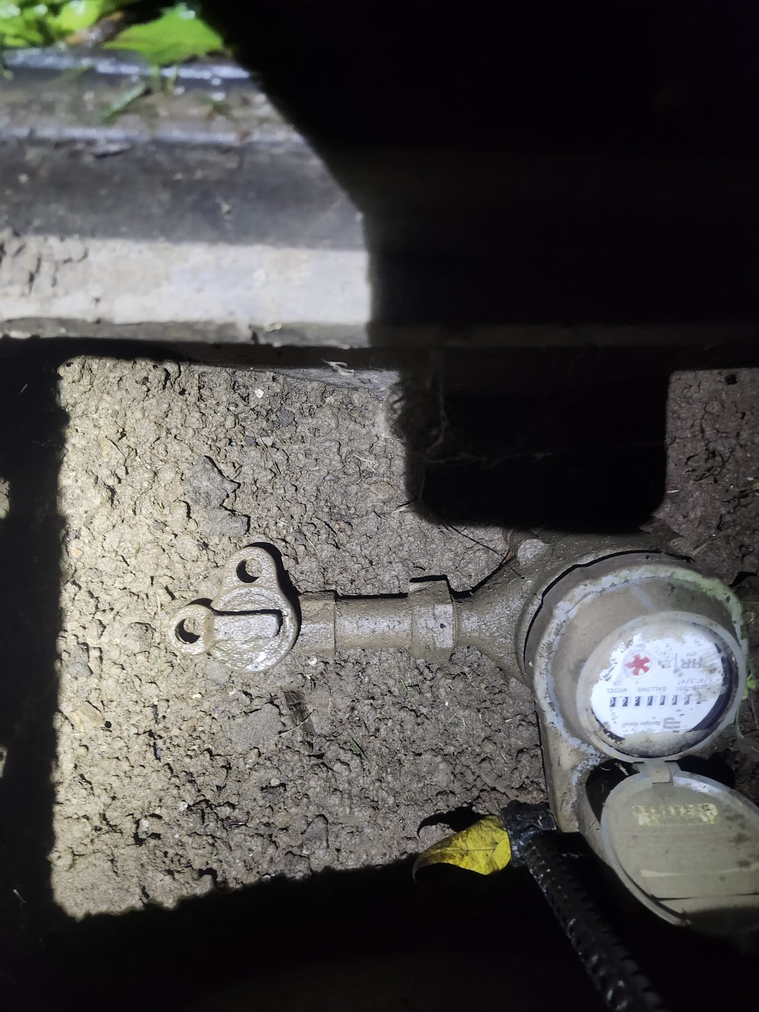Water meter box during inspection