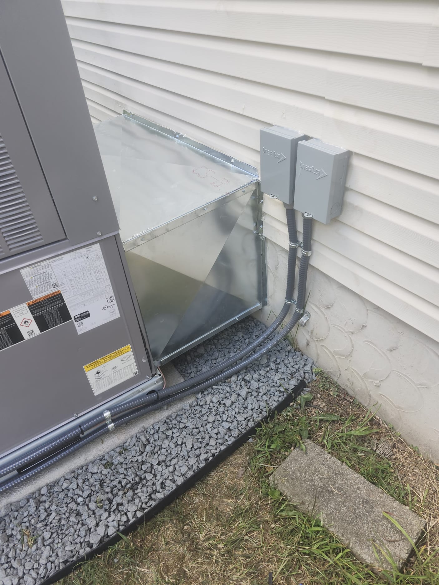 Finished HVAC installation with clean ductwork and outdoor connections
