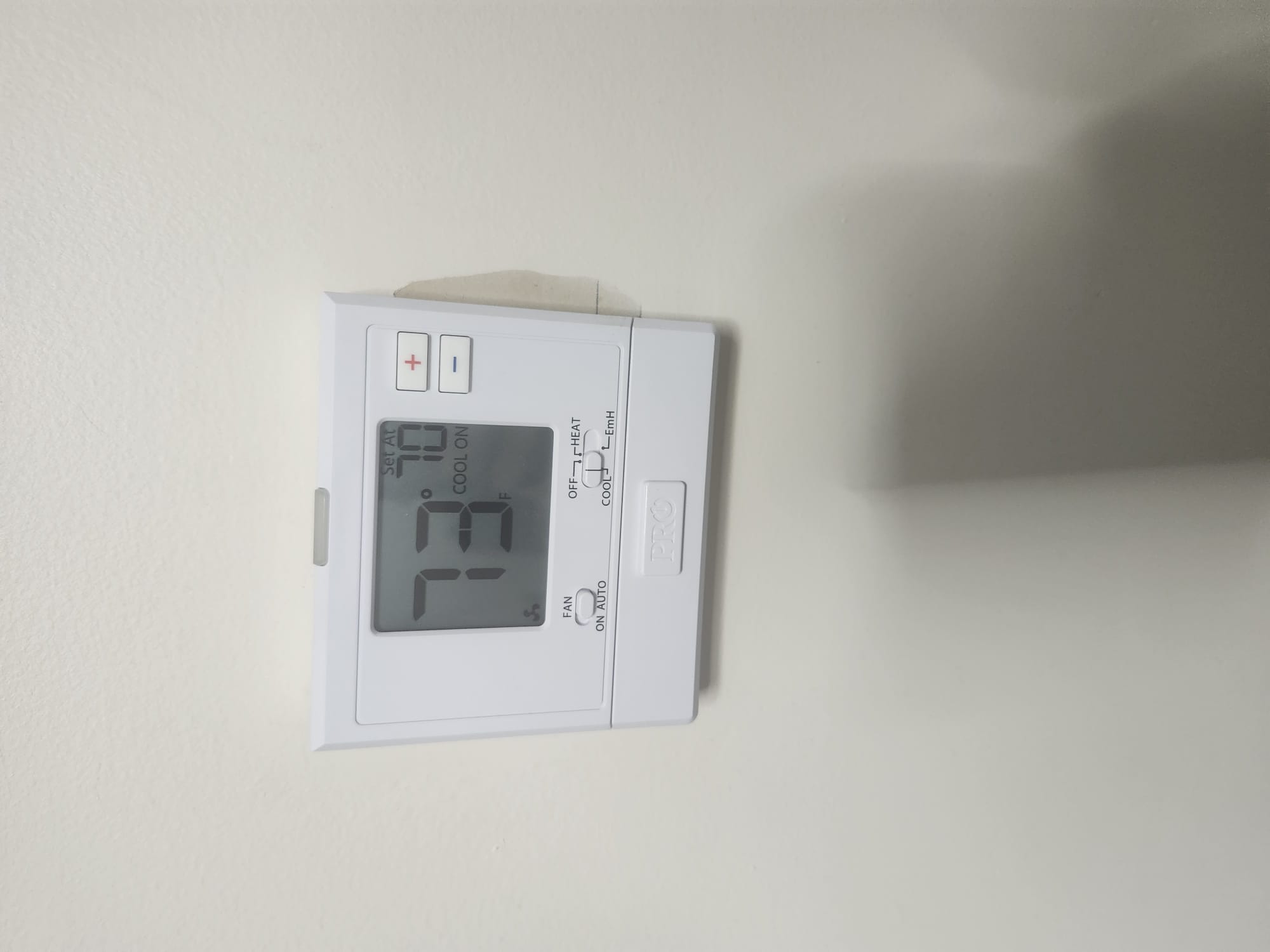 New thermostat display after HVAC installation